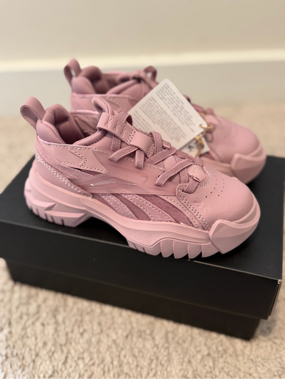 Reebok Kids Chunky Lace-Up Sneakers in Dusty Pink